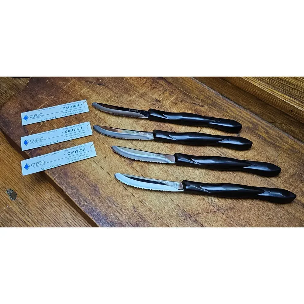 Set of 4 Cutco 1759 Table Knives Double-D Edge Classic Dark Swirl TH Marked USA